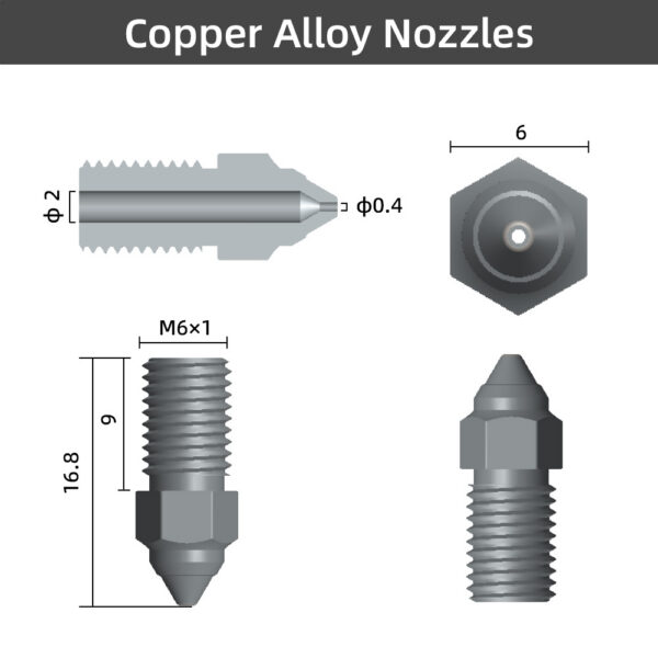 High-speed Nozzle Kit 2pcs (0.4mm and 0.6mm) for ENDER-3V3SE ENDER-7 and ENDER-5S1 CREALITY - Image 3