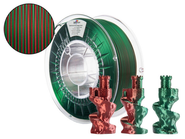 Filament PLA Magic silk FOREST FLAME (Green, Red) 1kg Spectrum